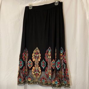 Embroidered Black Skirt